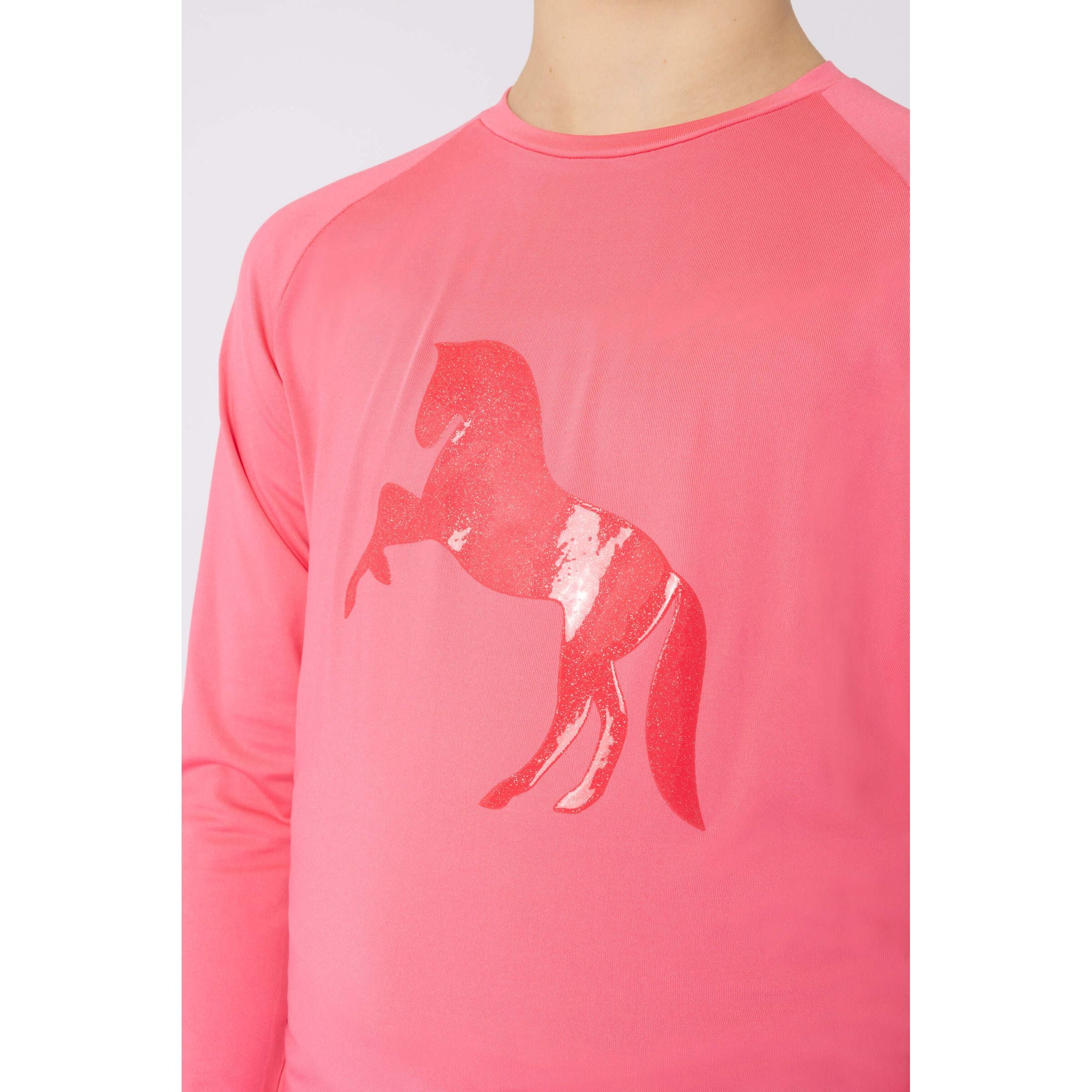 HORZE CLOTHING Horze Kids Flora Functional Long Sleeve Shirt in Pink