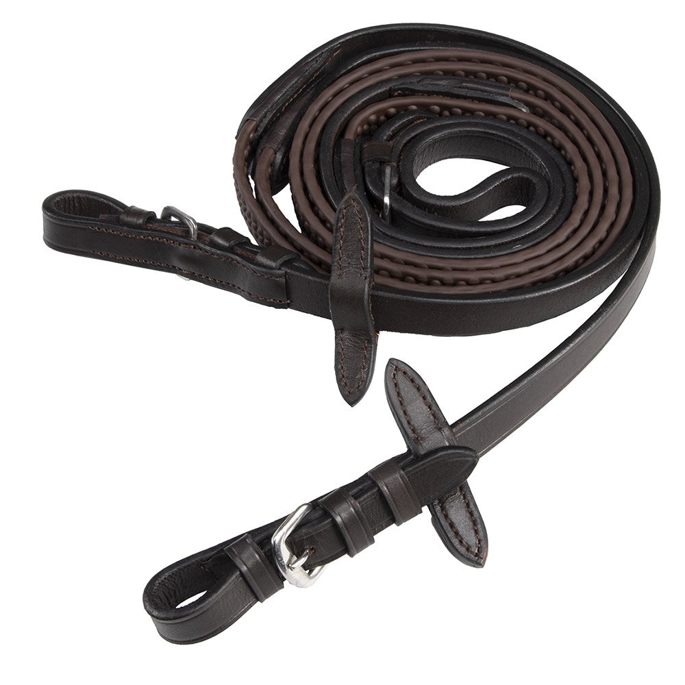 LANDSBOROUGH BRIDLES & STRAPPING BROWN Leather Reins with Pimple Grip