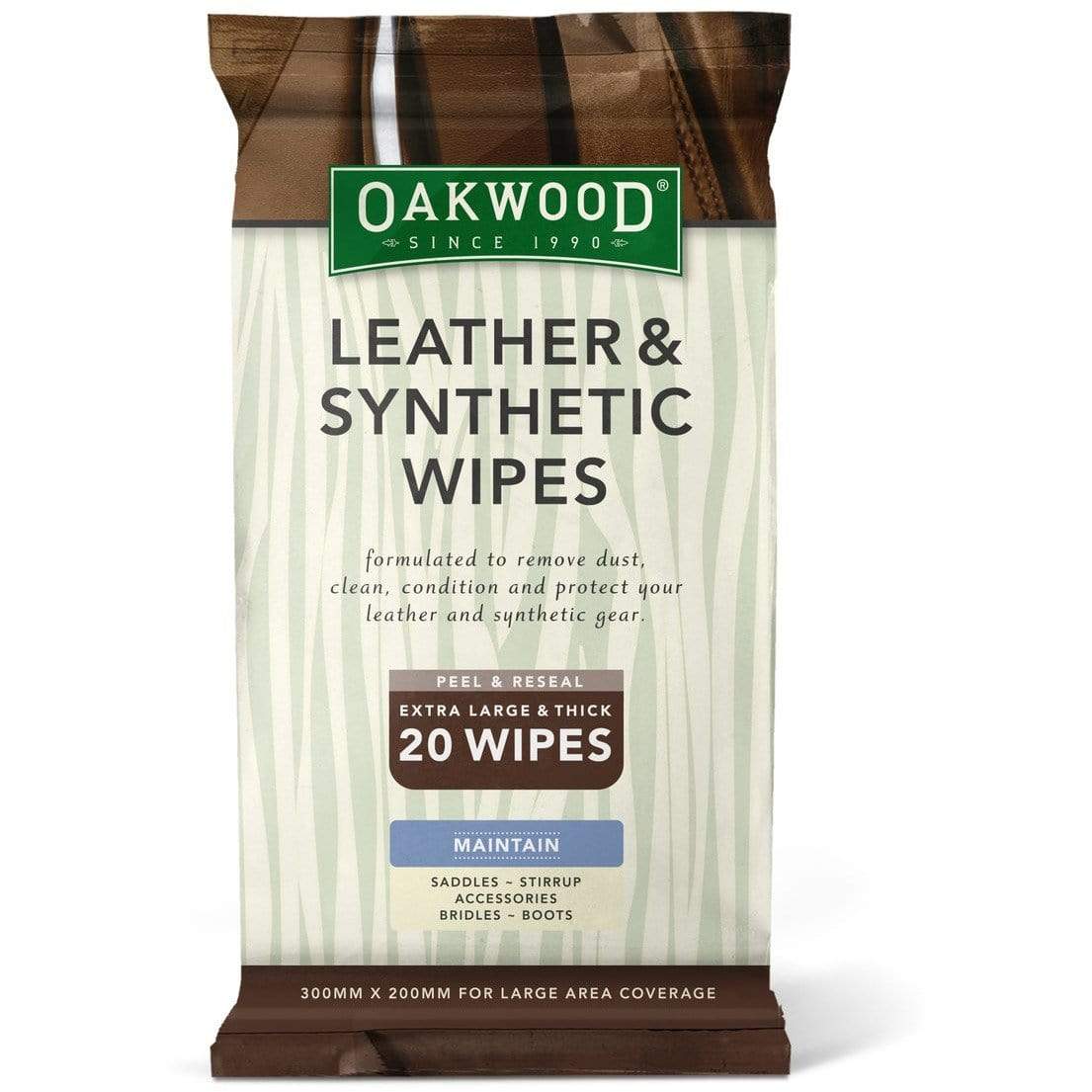 OAKWOOD STABLE SUPPLIES Oakwood Leather And Synthetic Cleaning Wipes
