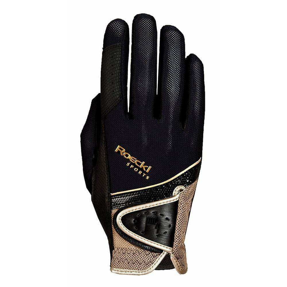 ROECKL SPORTS ACCESSORIES 6 / BLACK Roeckl Madrid Glove in Black With Gold