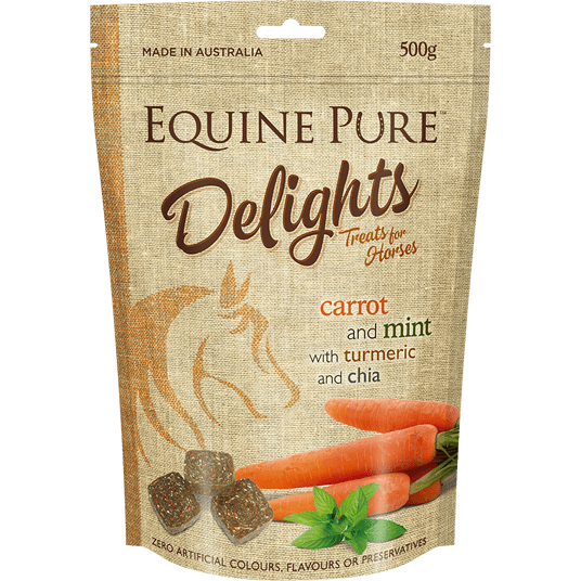 EQUINE PURE STABLE SUPPLIES CARROT & MINT WITH TURMERIC & CHIA / 500G Equine Pure Delights