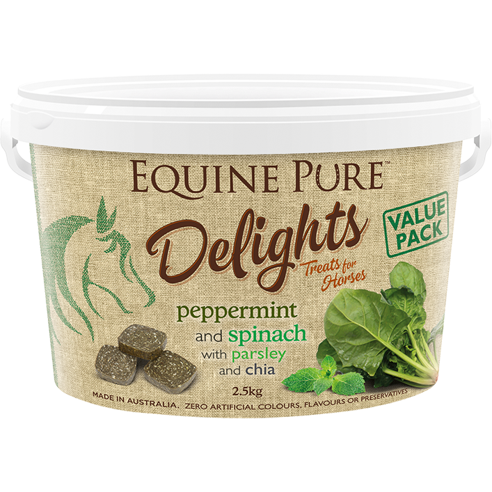 EQUINE PURE STABLE SUPPLIES PEPPERMINT AND SPINACH WITH PARSLEY AND CHIA / 2KG Equine Pure Delights