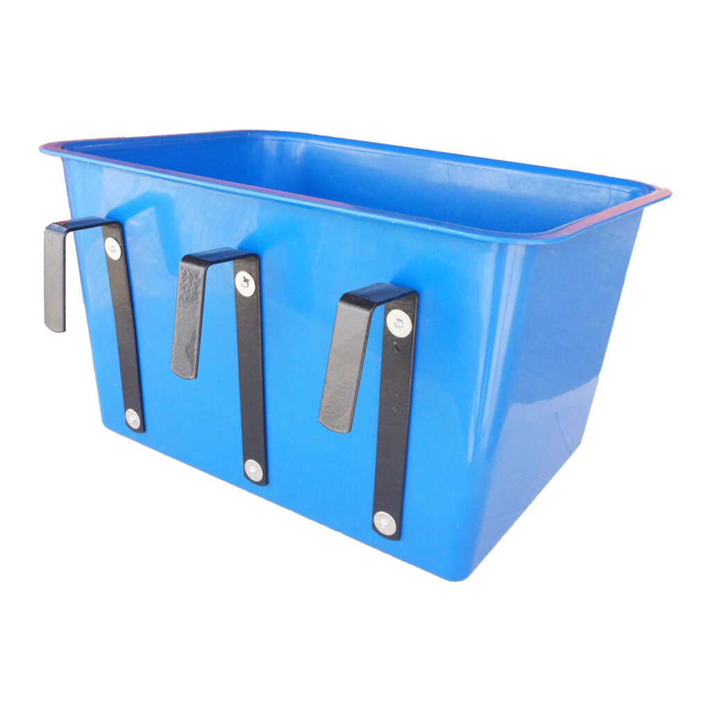 EUREKA STABLE SUPPLIES BLUE Large Square Feed Bin With Brackets