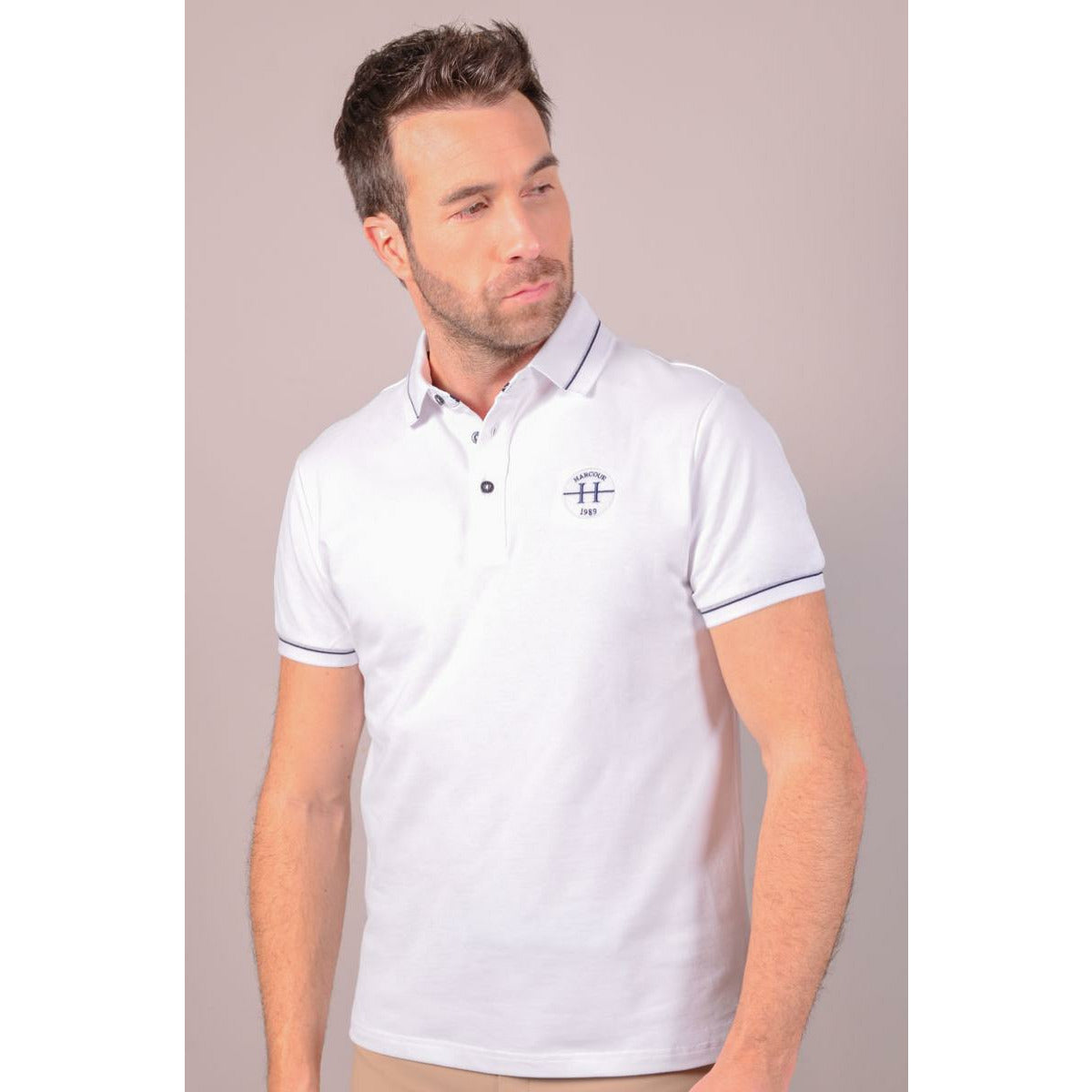 HARCOUR CLOTHING Harcour Mens Poker Polo White