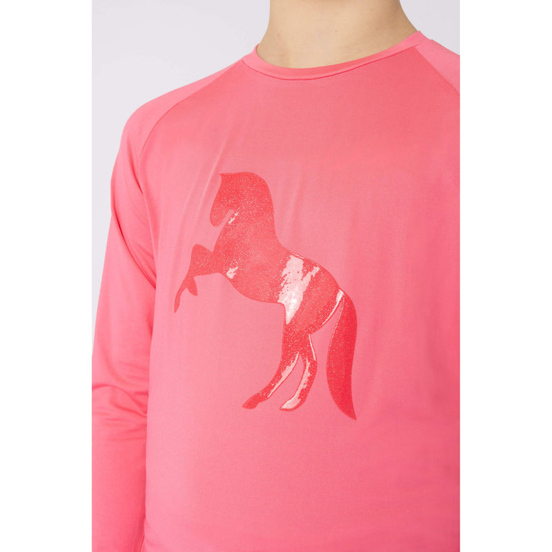 HORZE CLOTHING Horze Kids Flora Functional Long Sleeve Shirt in Pink