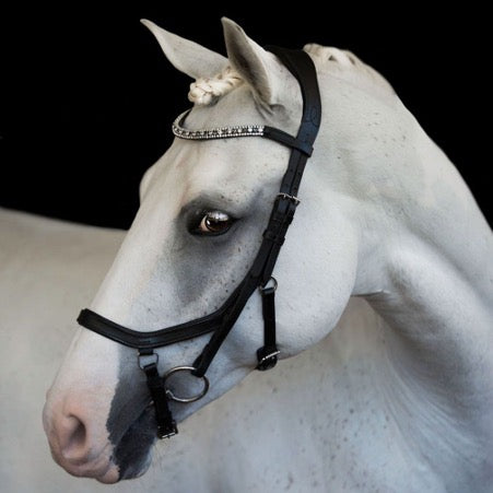 LUMIERE BRIDLES & STRAPPING BLACK / PONY / LEATHER & RUBBER GRIP REINS Lumiere Azure (Euro) Bridle