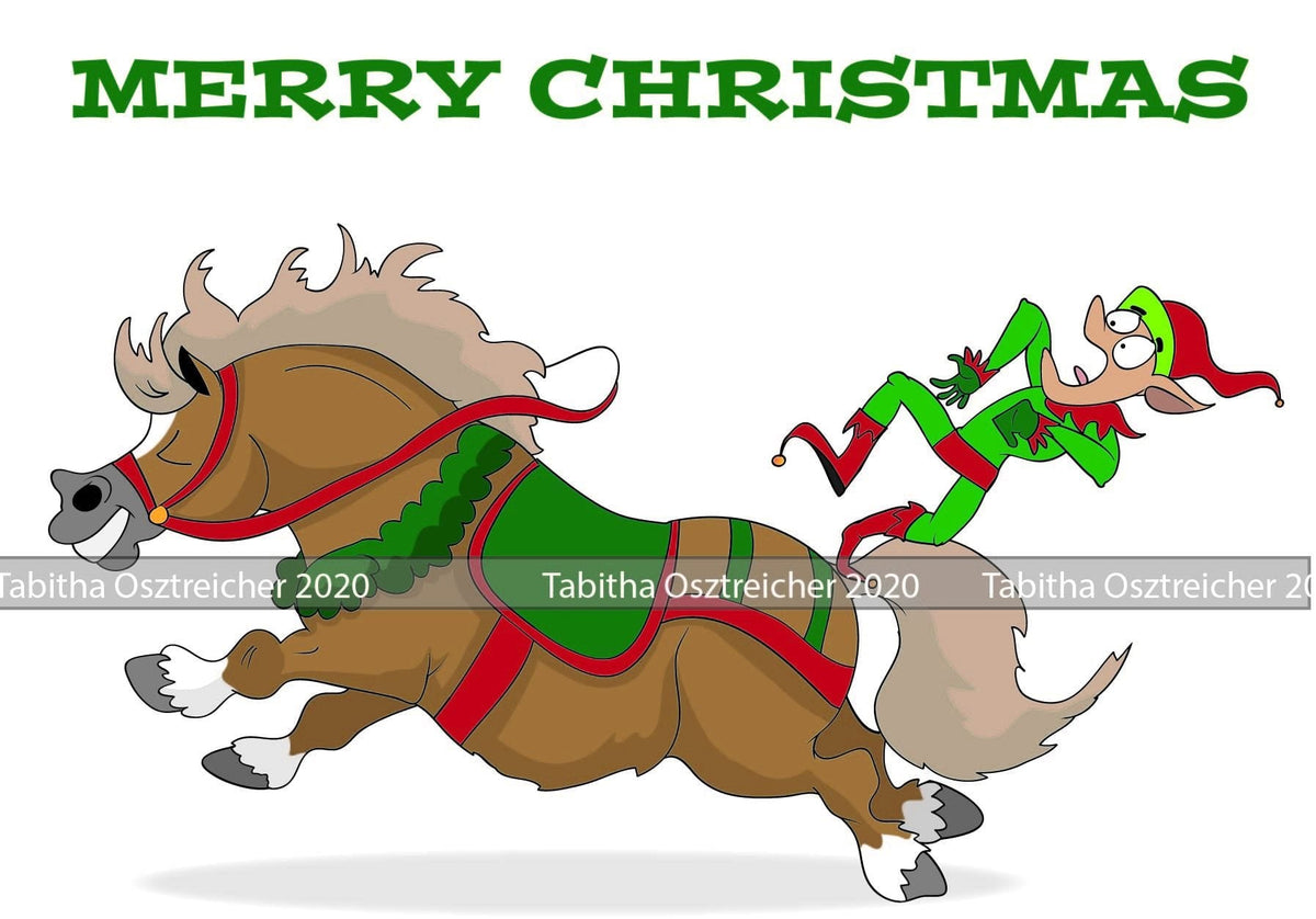 PAINT HORSE Merry Christmas Elf Horse Card
