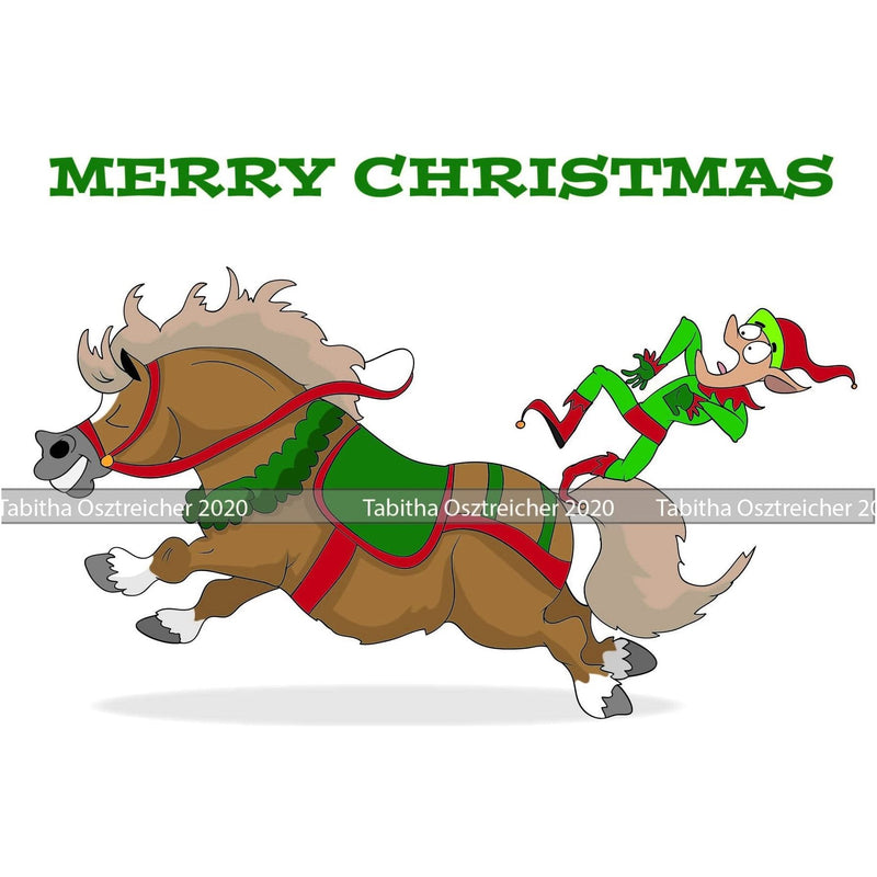 PAINT HORSE Merry Christmas Elf Horse Card