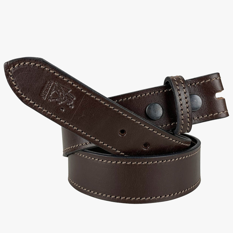 PORTER'S SADDLES Porters Leather Belt With No Buckle - Brown