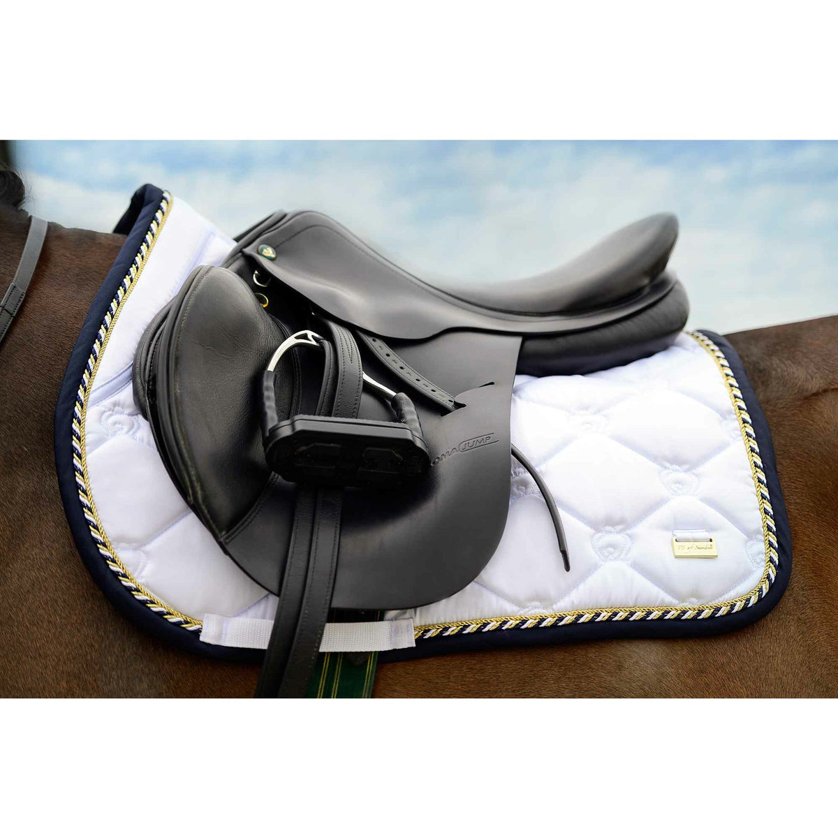 PS OF SWEDEN SADDLEPADS & NUMNAHS Psos White Lap Of Honor Jump Monogram Saddlepad