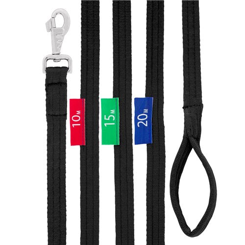 SHOWMASTER BRIDLES & STRAPPING BLACK Lunge Lead with Circle Markers