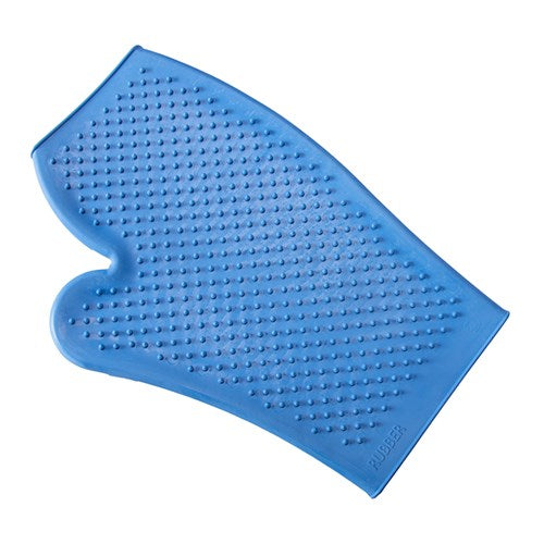 SHOWMASTER STABLE SUPPLIES BLUE Rubber Grooming Mitt