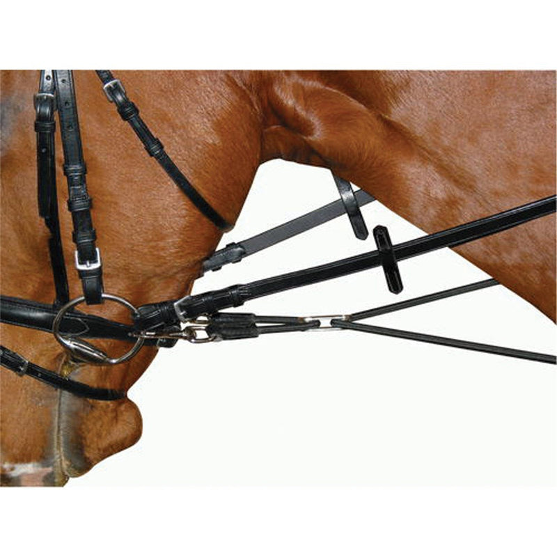 STC BRIDLES & STRAPPING BLACK Leather Round Elastic Side Reins