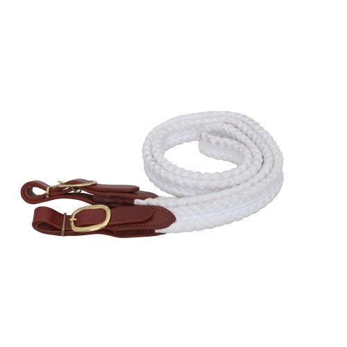 STC BRIDLES & STRAPPING WHITE Cottonfields Polocrosse Reins
