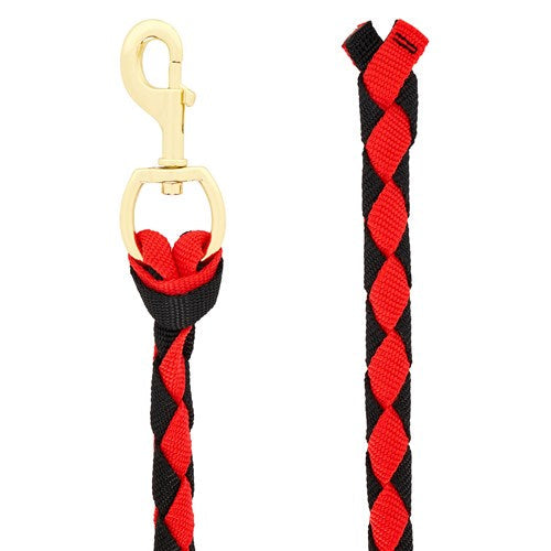 STC HALTERS & LEADS BLACK/RED Premium Hand-Braided Poly Lead