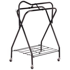 STC STABLE SUPPLIES BLACK Portable Saddle Stand (With Castors)