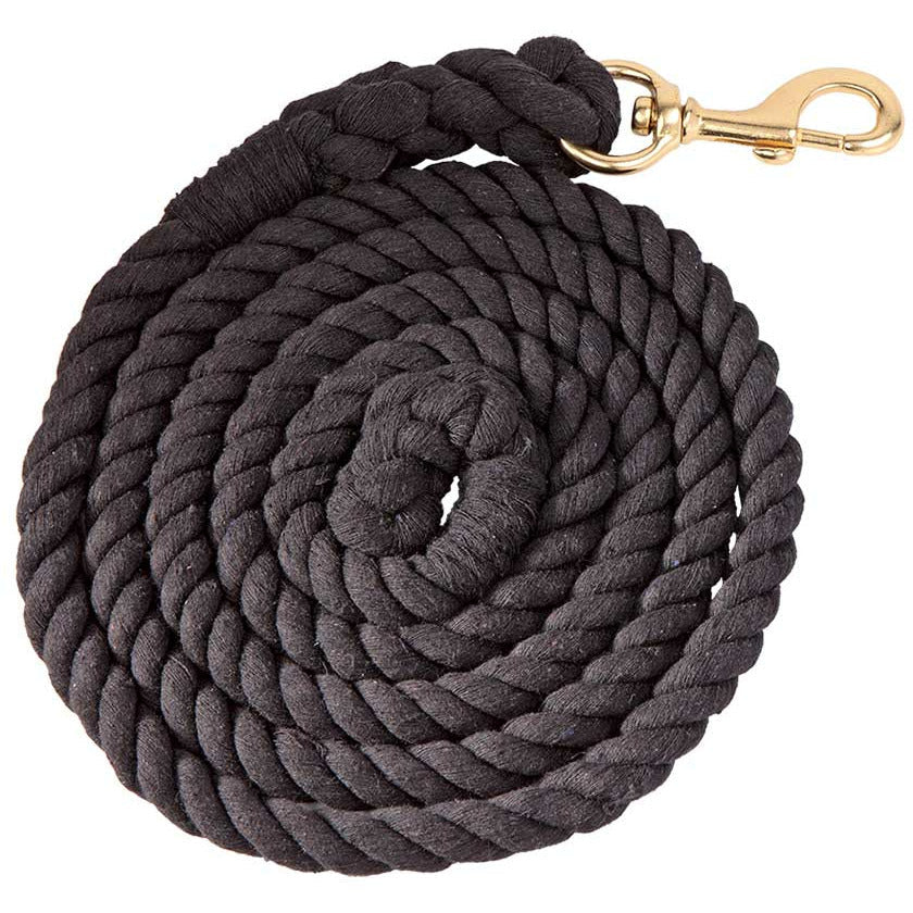 ZILCO HALTERS & LEADS BLACK Zilco Cotton Lead Rope With Brass Snap
