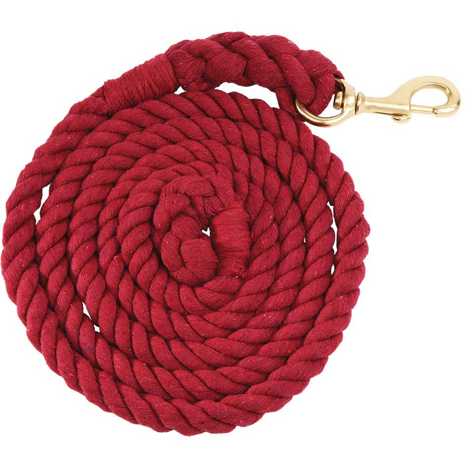 ZILCO HALTERS & LEADS BURGUNDY Zilco Cotton Lead Rope With Brass Snap