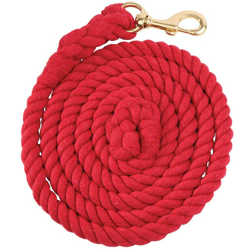 ZILCO HALTERS & LEADS RED Zilco Cotton Lead Rope With Brass Snap